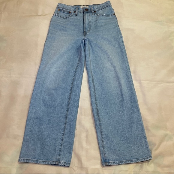 Madewell- The Perfect Vintage Wide-Leg Crop Jean Edmunds Wash Light Wash Size 26 - Picture 2 of 9